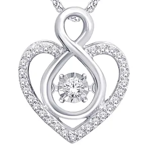 10K White Gold 1/6 Ct.Tw. Moving Diamond Heart Pendant