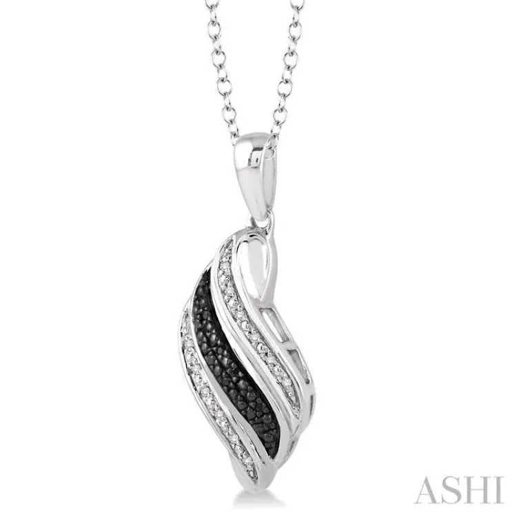 1/10 Ctw White and Black Diamond Fashion Pendant in Sterling Silver with Chain