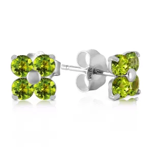 1.15 Carat 14K Solid White Gold Glimmering Smile Peridot Earrings