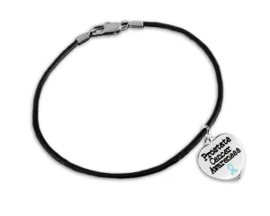 12 Prostate Cancer Awareness Heart Leather Bracelets