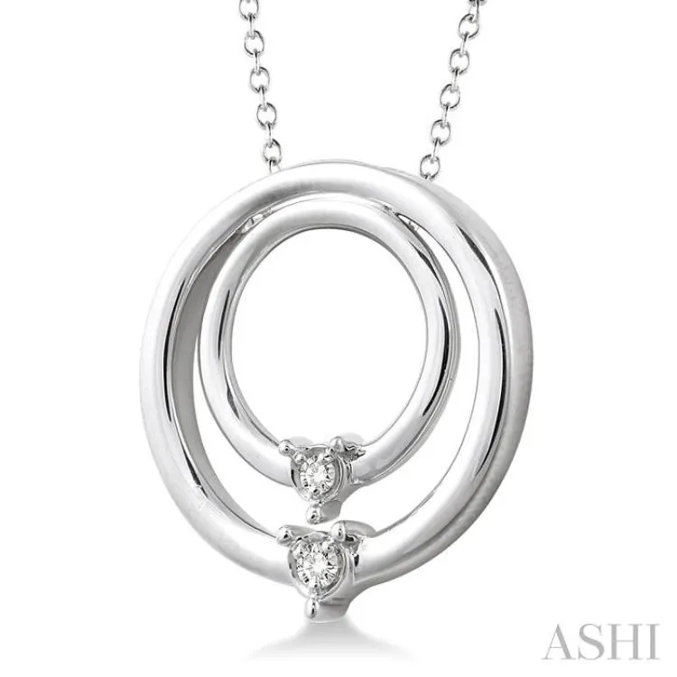 1/20 Ctw Round Cut Diamond Circle Pendant in Sterling Silver with Chain