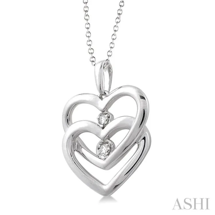 1/20 Ctw Round Cut Diamond Heart Pendant in Sterling Silver with Chain