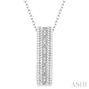 1/20 Ctw Round Cut Diamond Rope Pendant in Sterling Silver with chain