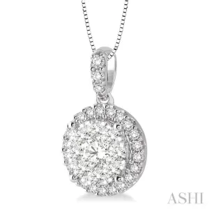 1/3 Ctw Round Cut Diamond Lovebright Pendant in 14K White Gold with Chain