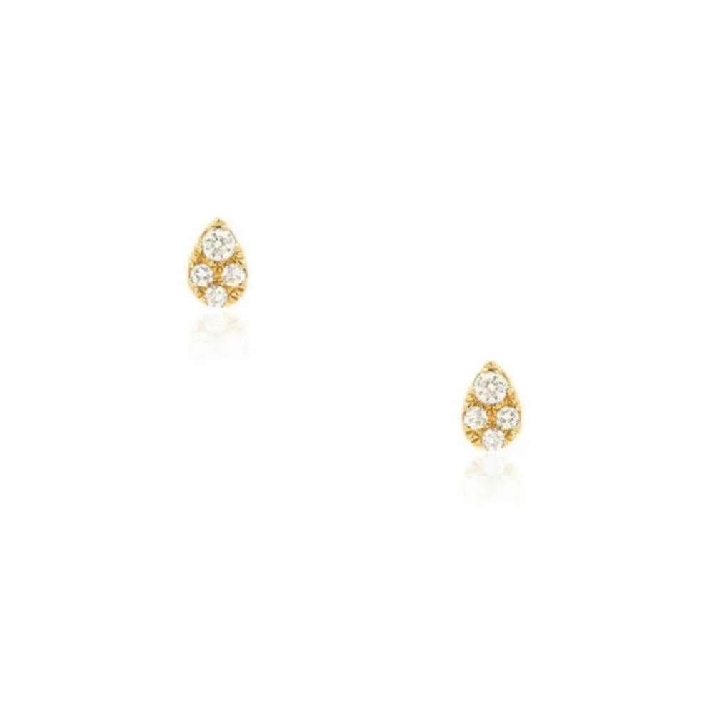 14k Extra Petite Pear Shape Diamond Post Earrings