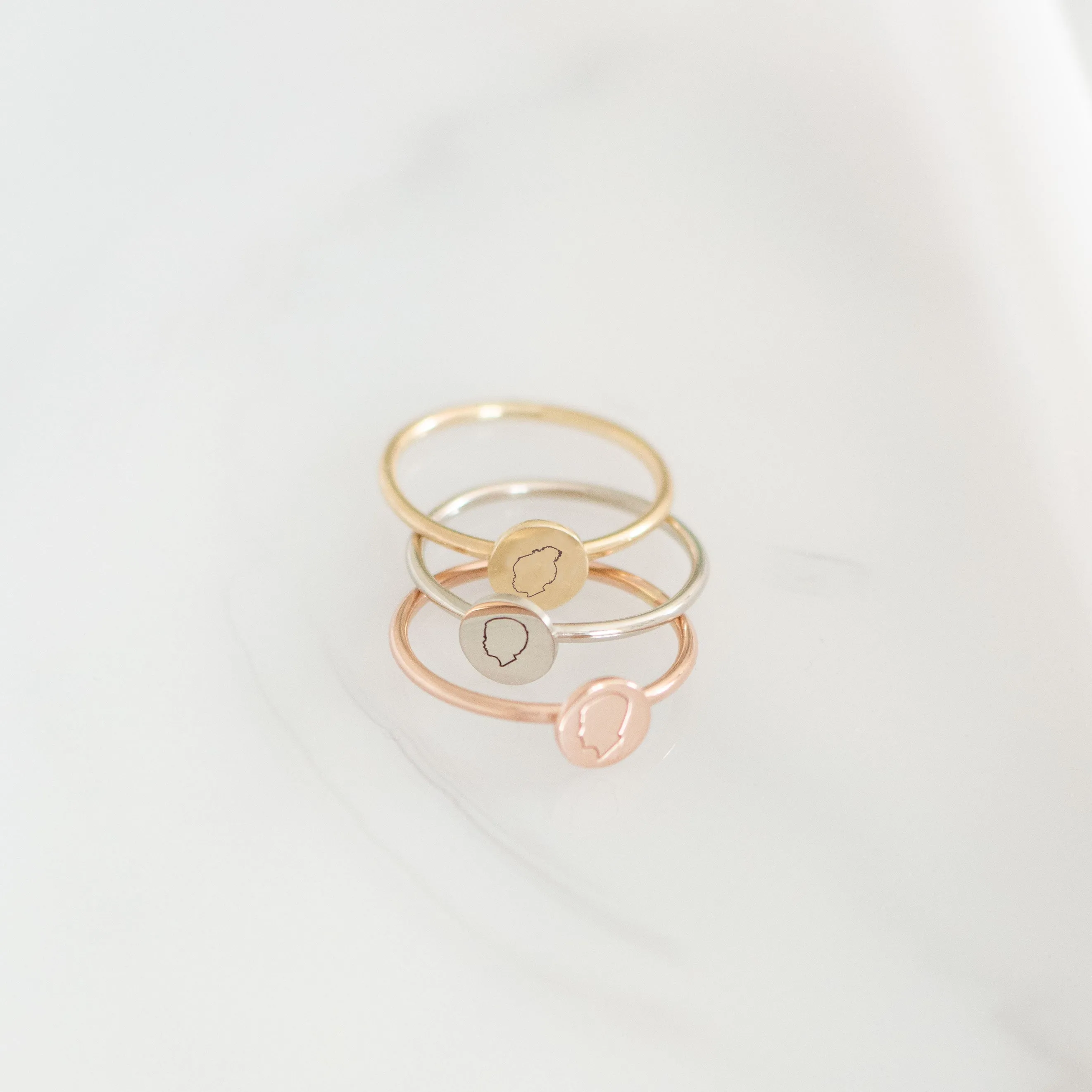 14K Outlined Silhouette Dot Ring