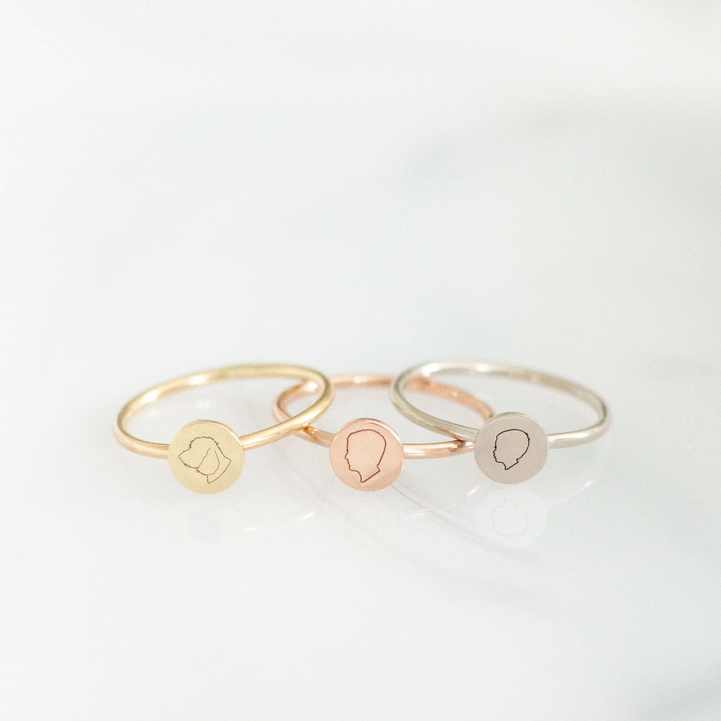 14K Outlined Silhouette Dot Ring