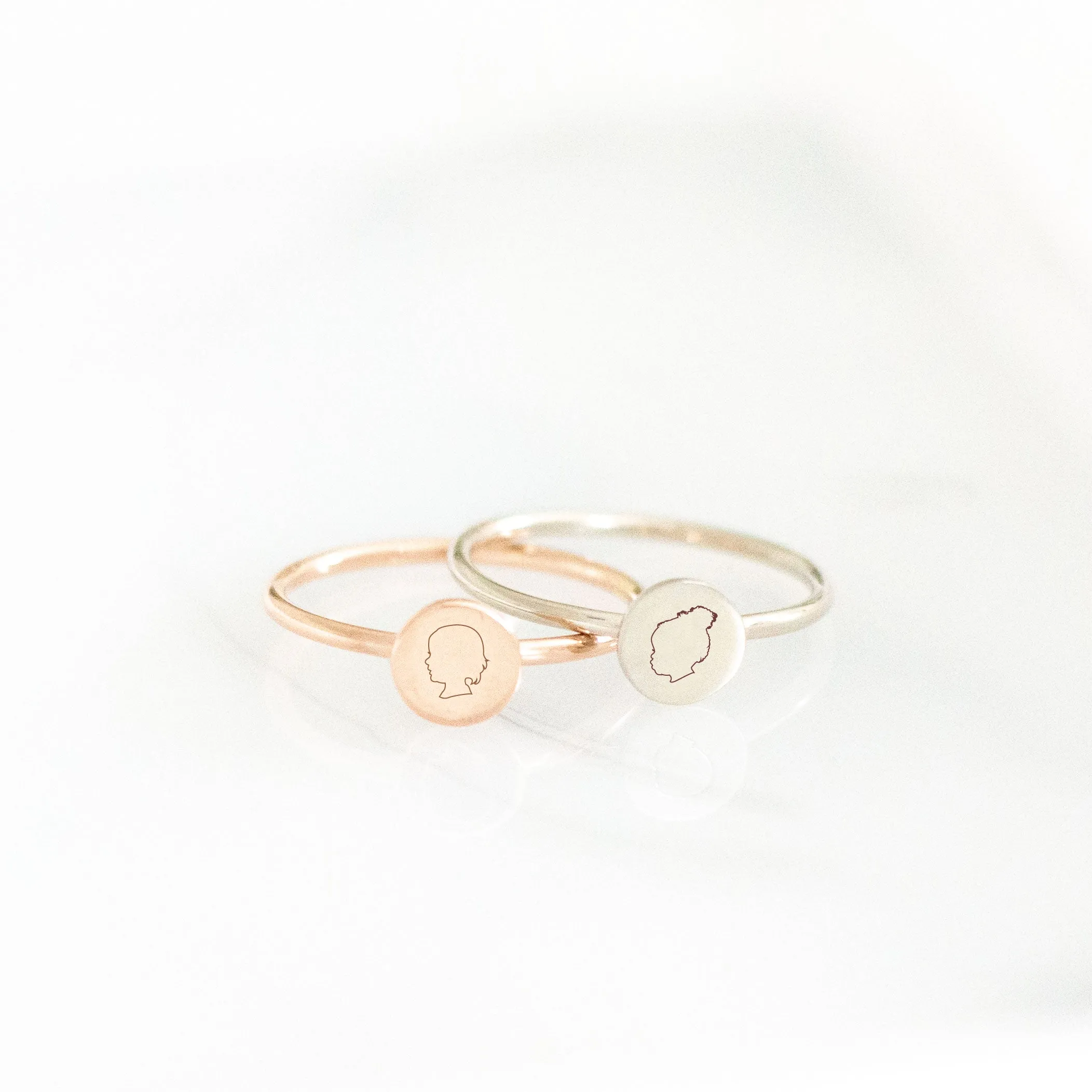 14K Outlined Silhouette Dot Ring