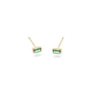 14k Small Emerald Baguette Studs