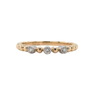 14K Two Tone 3 Diamond Bezel Stackable Ring