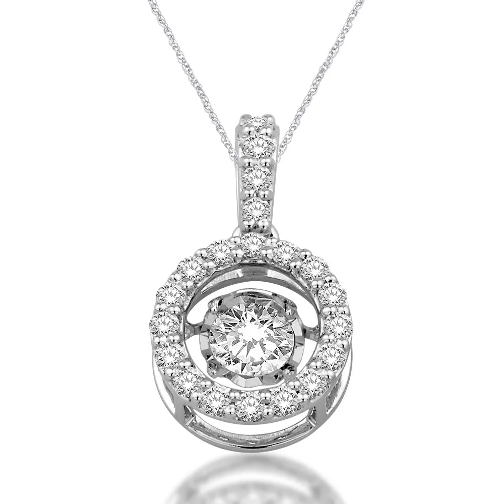 14K White Gold 1/2 Ct.Tw. Moving Diamond Pendant