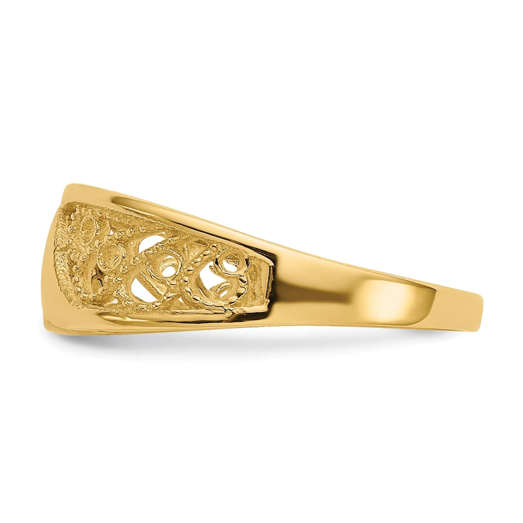 14k Yellow Gold Polished Filigree Ring