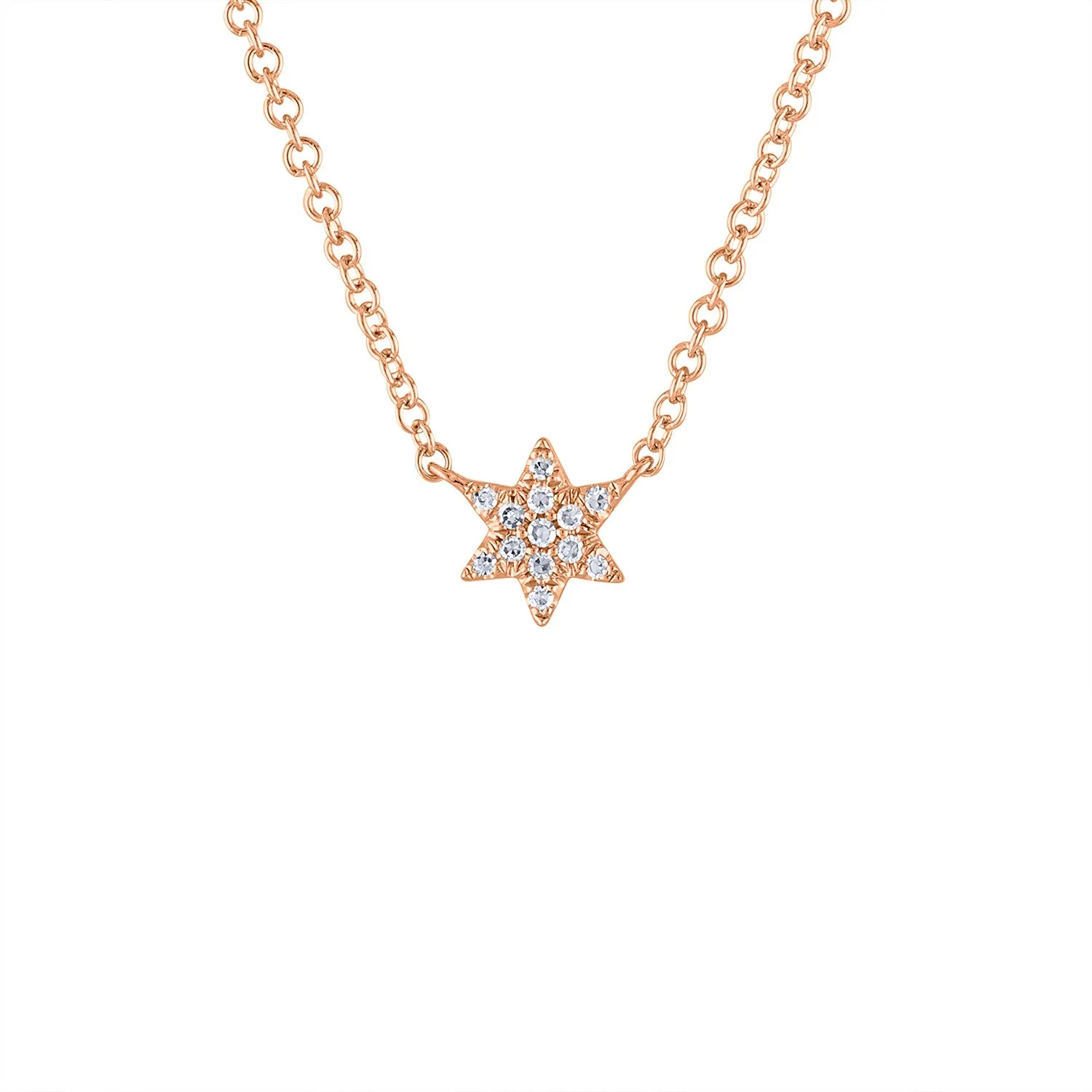 14KT GOLD DIAMOND MINI STAR OF DAVID NECKLACE