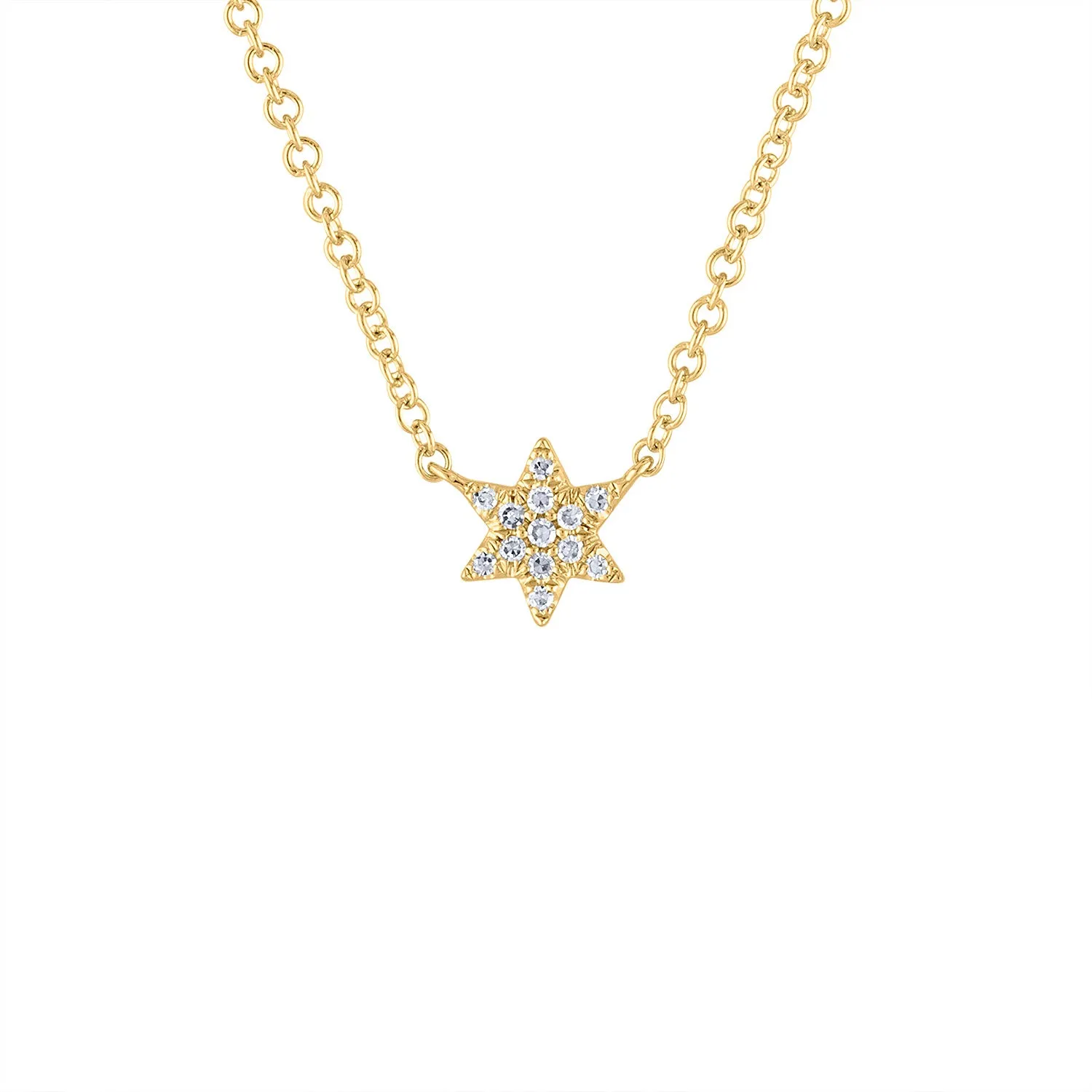 14KT GOLD DIAMOND MINI STAR OF DAVID NECKLACE