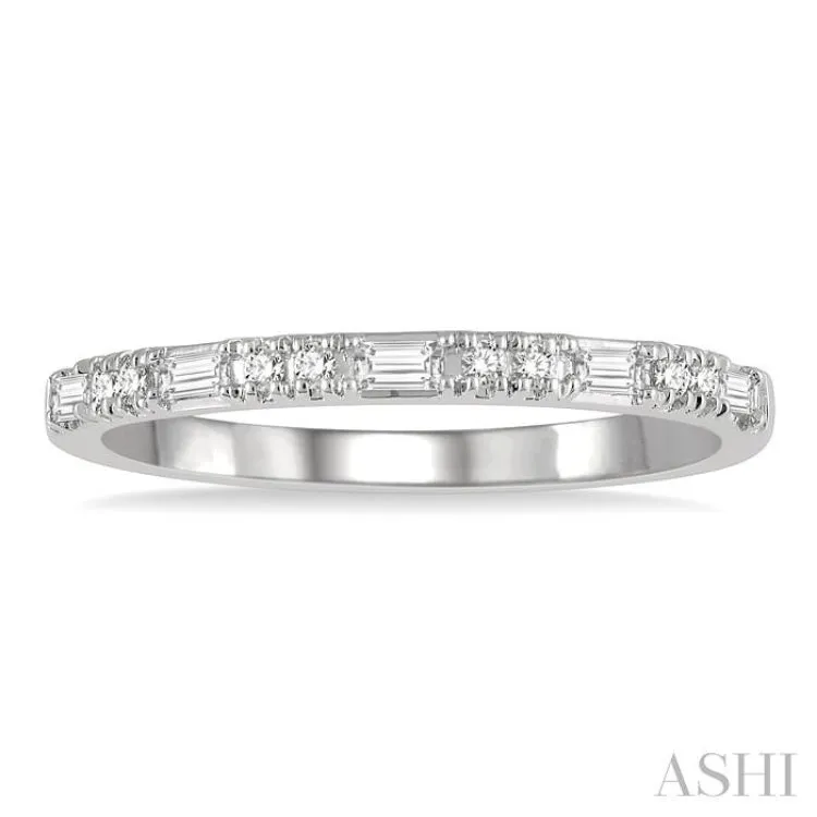 1/6 ctw Baguette and Round Cut Diamond Stack Band in 14K White Gold