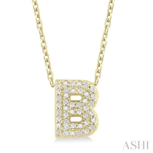 1/8 Ctw Bubble Accent Initial 'B' Round Cut Diamond Fashion Pendant With Chain in 10K Yellow Gold