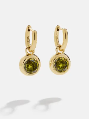 18K Gold Birthstone Drop Earrings - Peridot