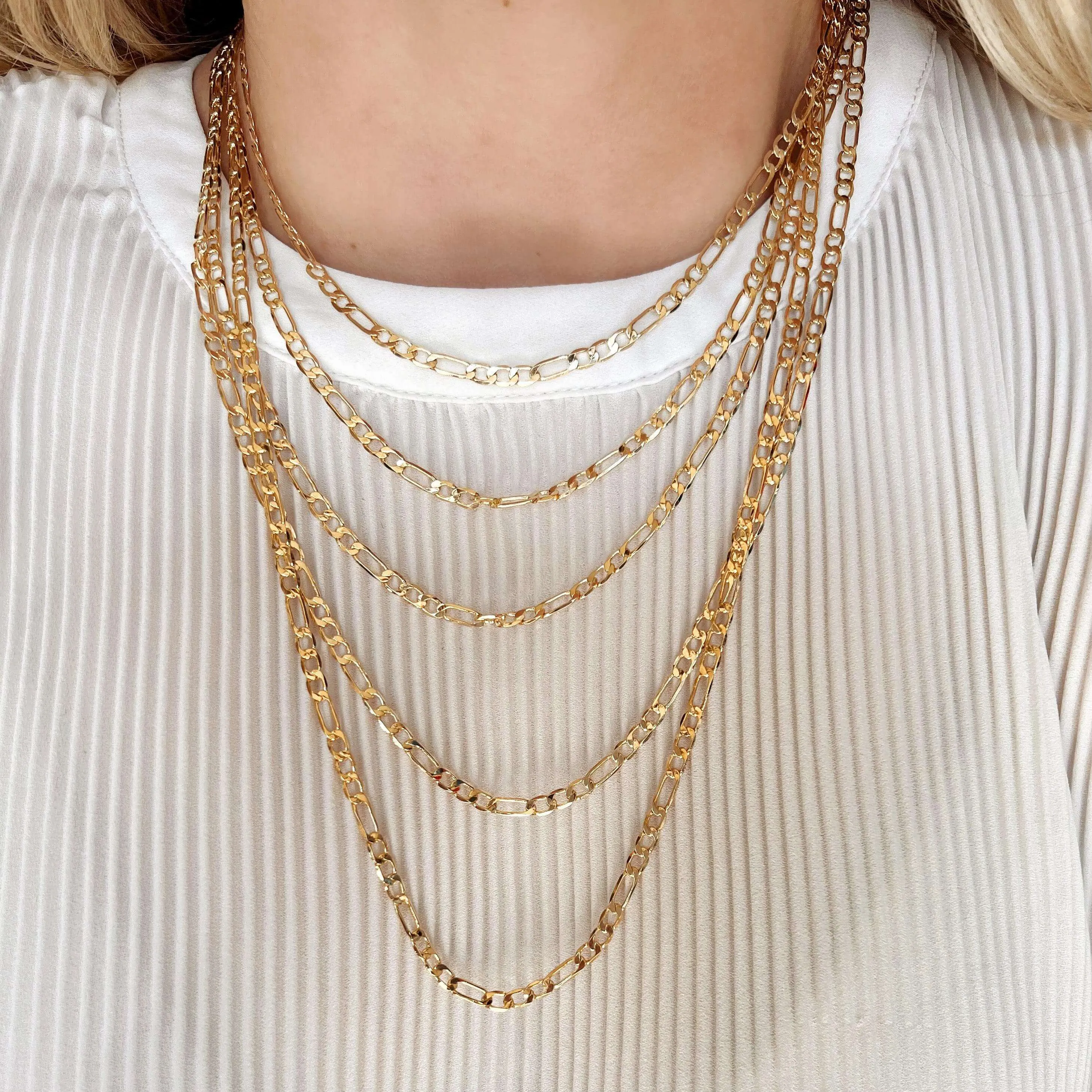 18k Gold Filled Classic Figaro Chain Necklace