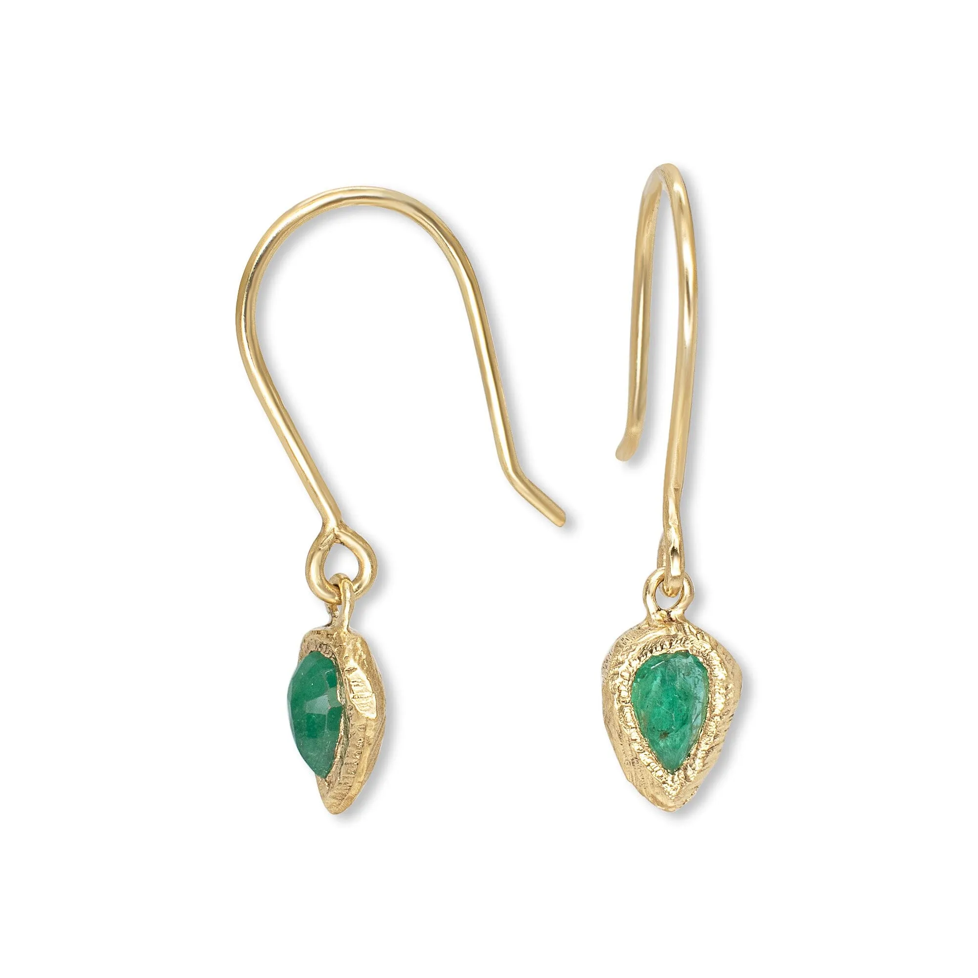 18K Teardrop Earrings in Emerald