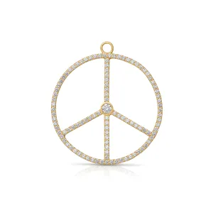 18KY Large Diamond Peace Sign