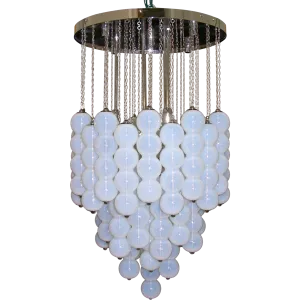 1980 Translucent White Murano Glass Pendant Chandelier