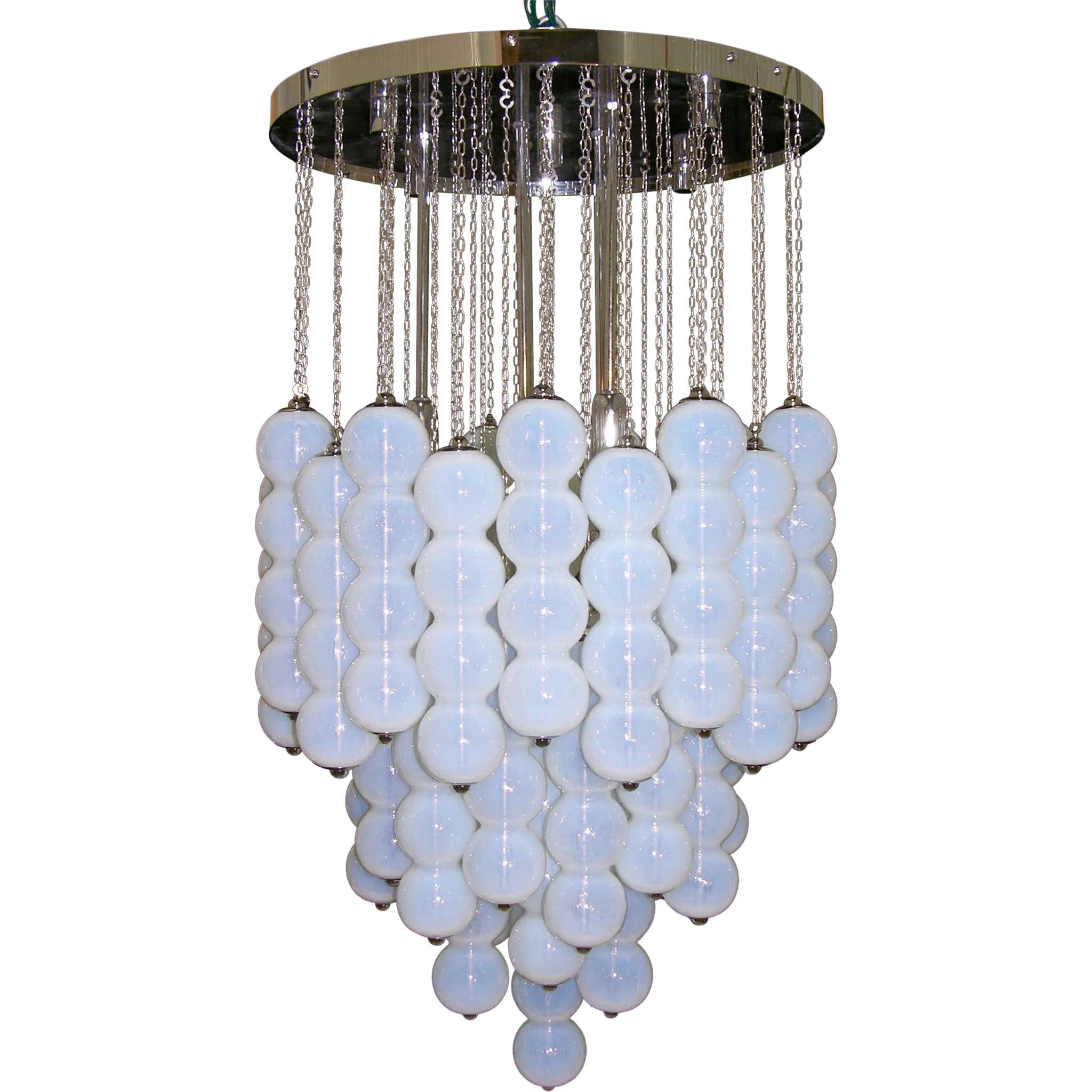 1980 Translucent White Murano Glass Pendant Chandelier