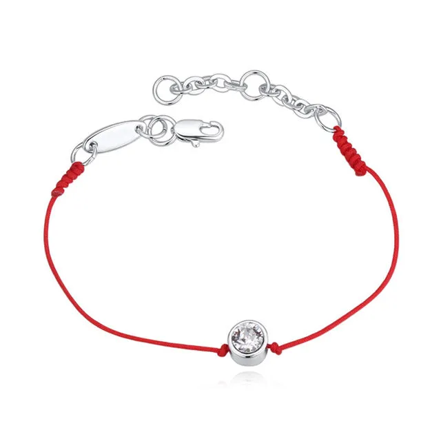 2 Colors Austrian Crystal  jewelry thin red thread string rope Charm Bracelets for women Fashion  summer style 118960