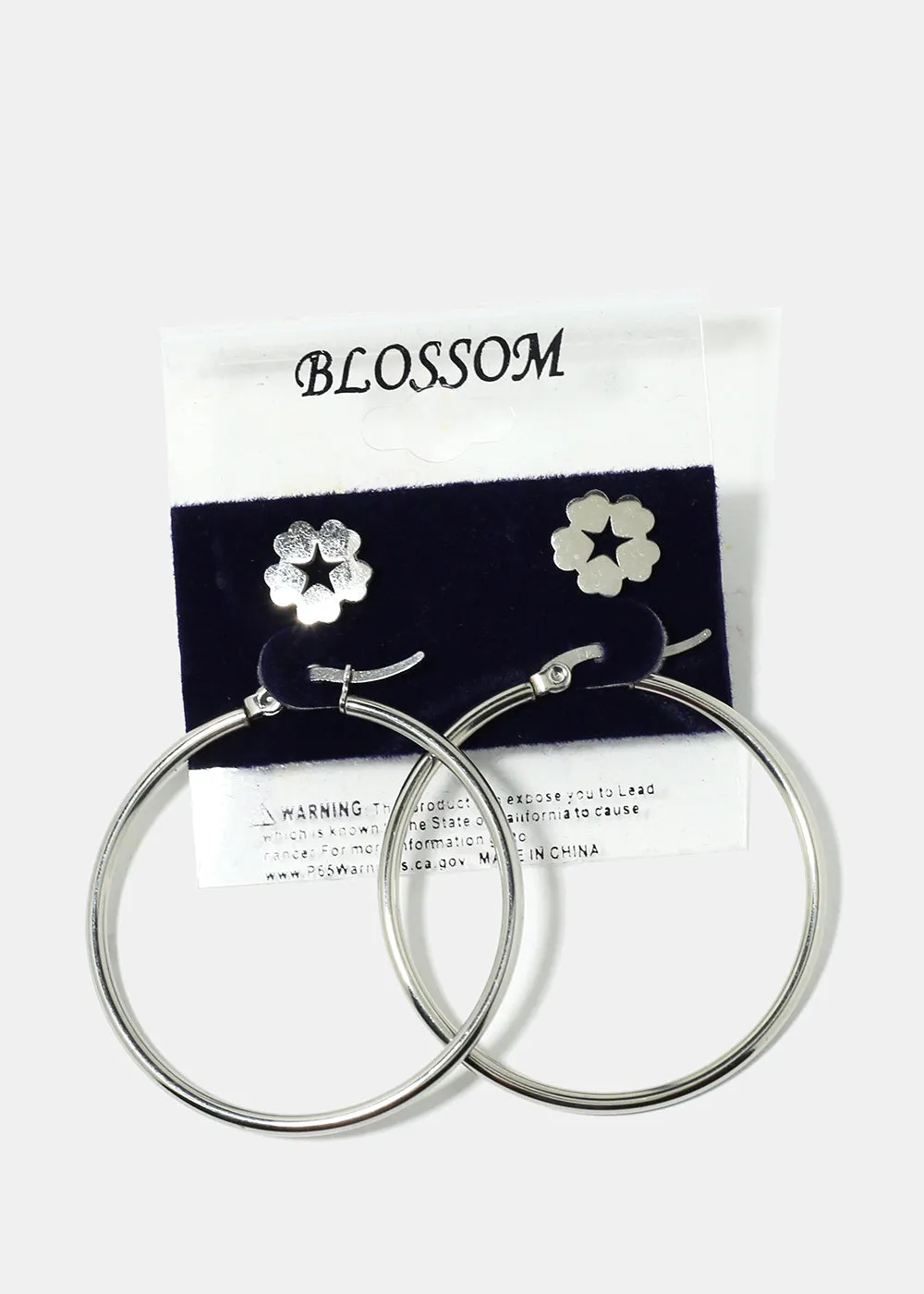 2-Pair Flower & Hoop Earrings