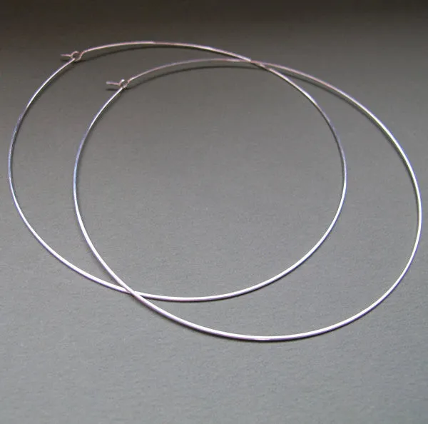 4 inch Sterling Silver Hoop Earrings