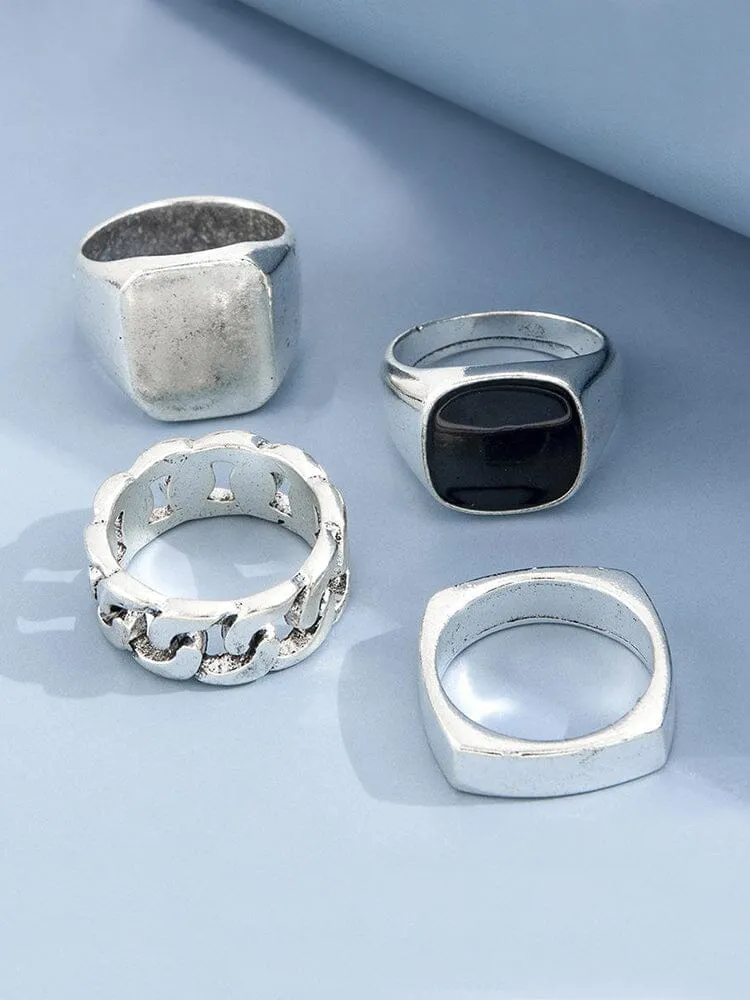 4Pcs Punk Rings Set