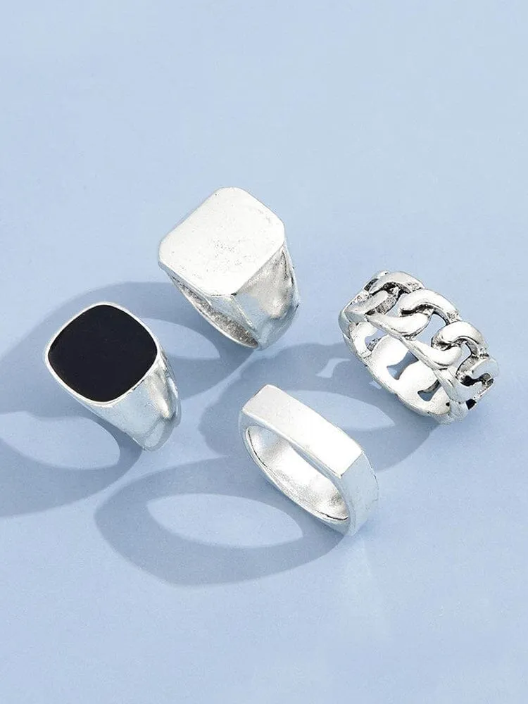 4Pcs Punk Rings Set