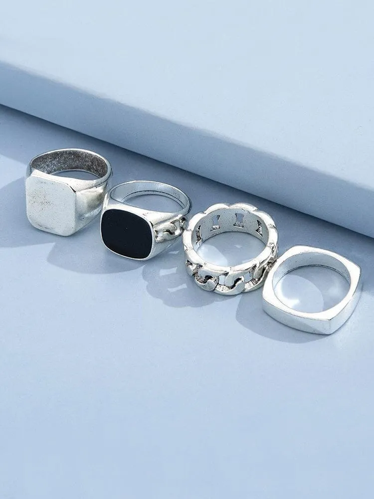 4Pcs Punk Rings Set