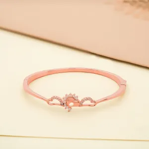 92.5 Sterling Silver Litlle Hearts Flex Bracelet With Rose Gold Polish