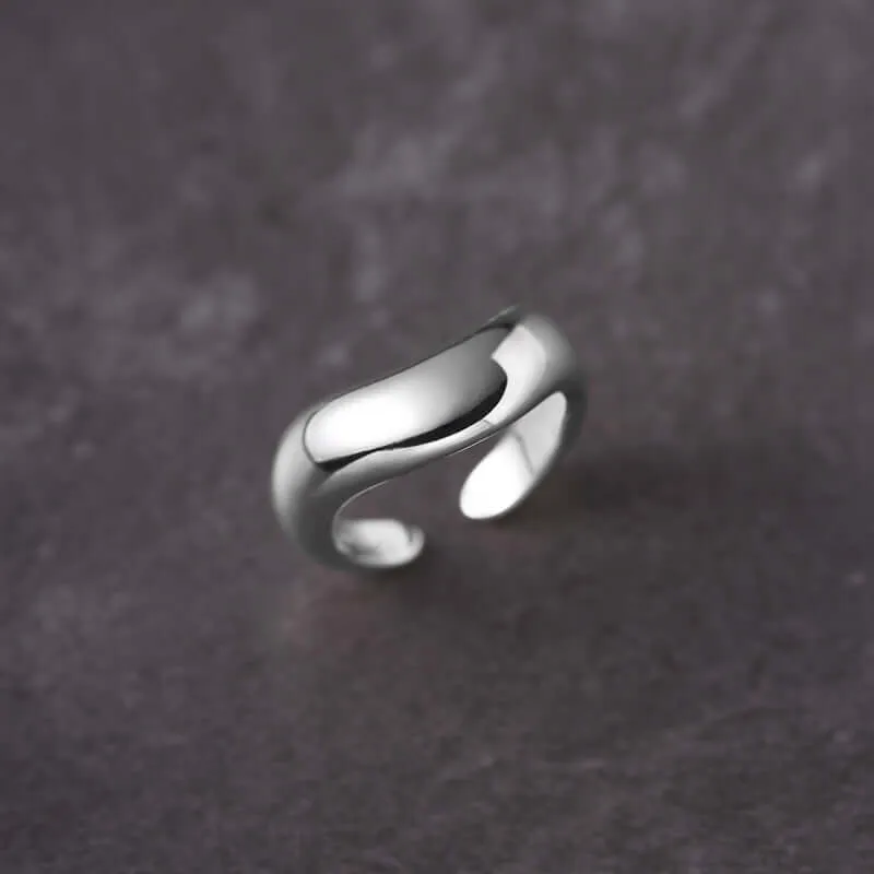 925 Sterling Silver Wave Smooth Plain Ring