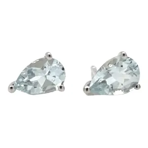 9ct Yellow Gold Pear Cut Aquamarine Stud Earrings