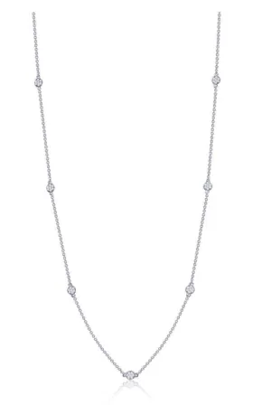 9N020CLP Long Simulated Diamond Dot Necklace