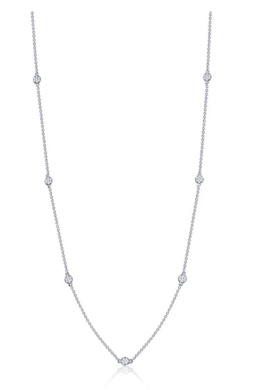 9N020CLP Long Simulated Diamond Dot Necklace