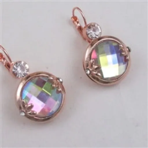 A/B Crystal & Rose Gold Drop Earrings