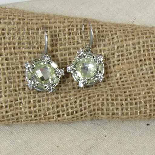 A/B Crystal & Silver Drop Earrings