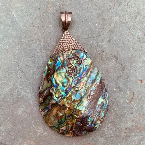 Abalone Shell and Sterling Bail Pendant, 70mm