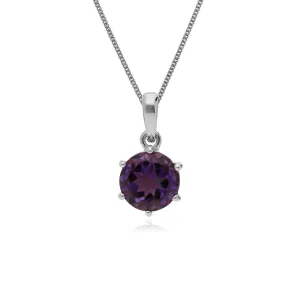 Amethyst Halskette, Sterlingsilber 6 Klaue rund Amethyst Februar Anhänger auf 45cm Kette