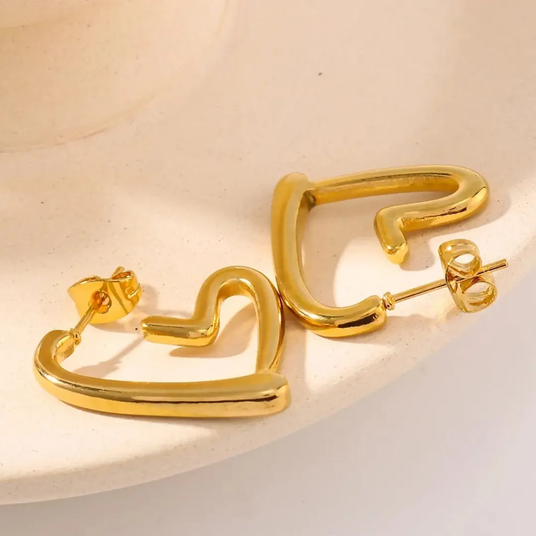 Anti Tarnish Golden Tiny Heart Hoop Earring