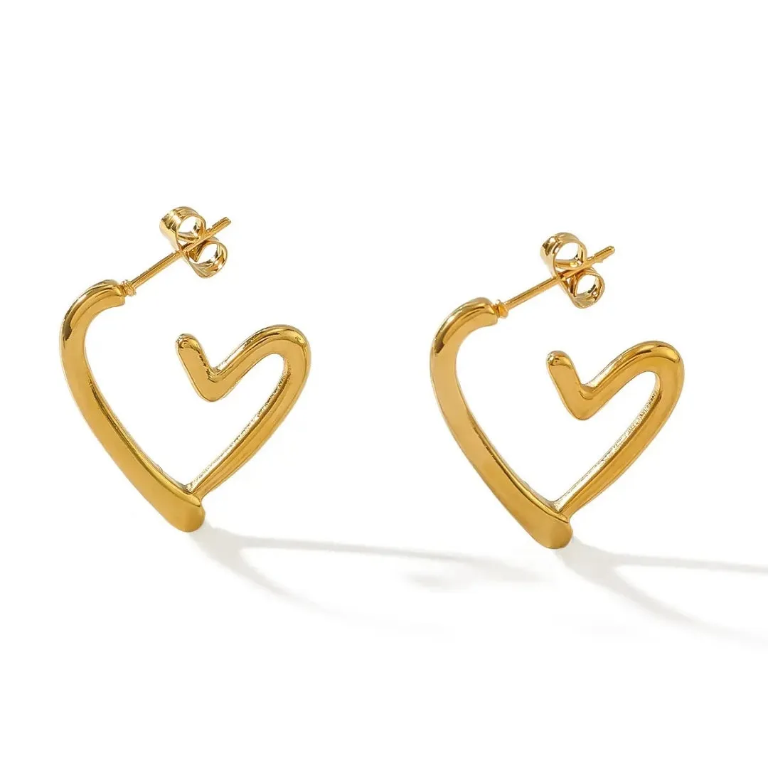 Anti Tarnish Golden Tiny Heart Hoop Earring