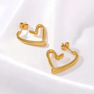 Anti Tarnish Golden Tiny Heart Hoop Earring