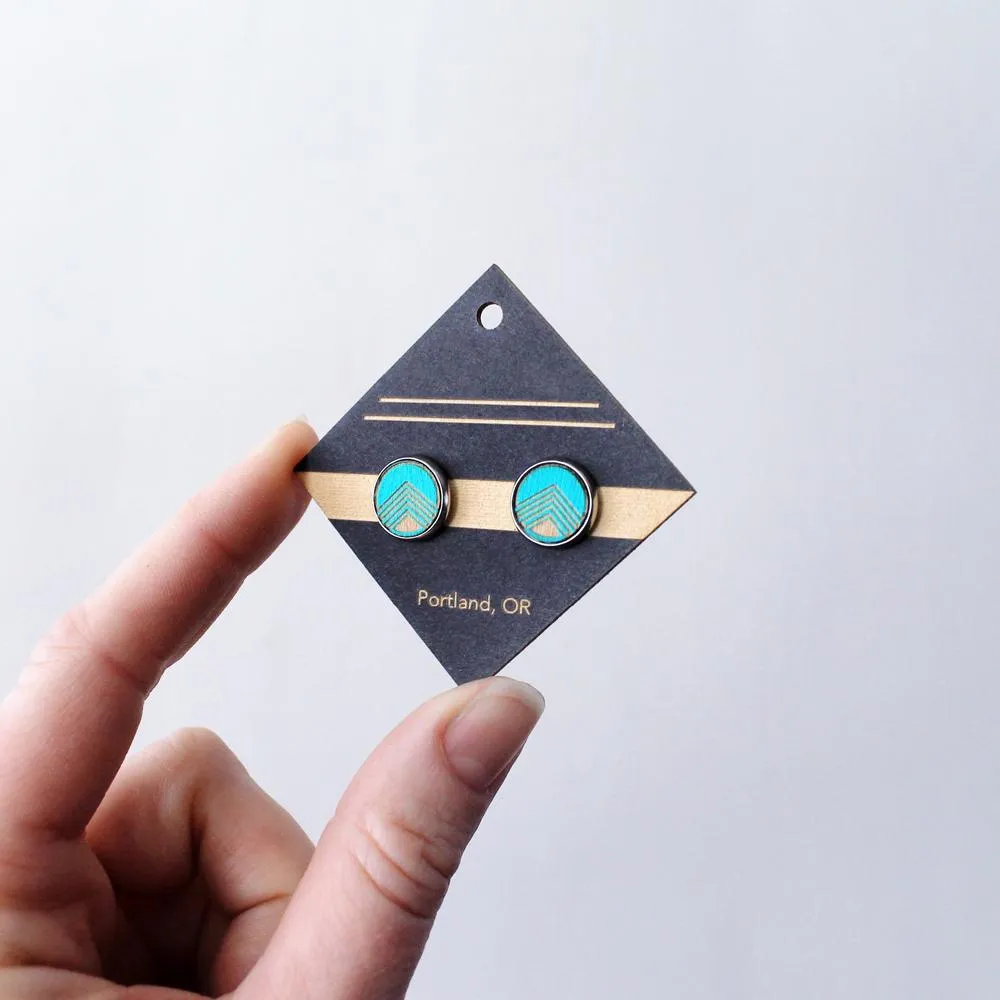 Architectural Laser Cut Birch Stud Earrings: Block