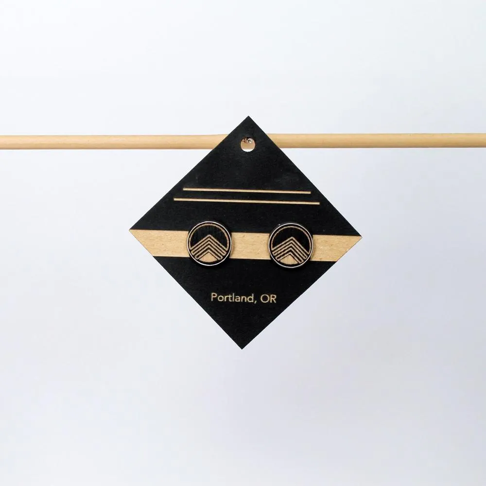 Architectural Laser Cut Birch Stud Earrings: Block