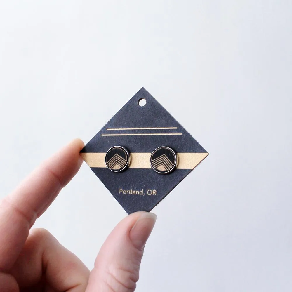 Architectural Laser Cut Birch Stud Earrings: Block