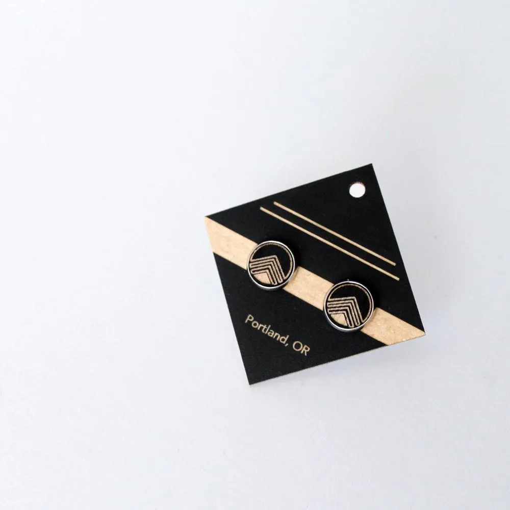 Architectural Laser Cut Birch Stud Earrings: Block