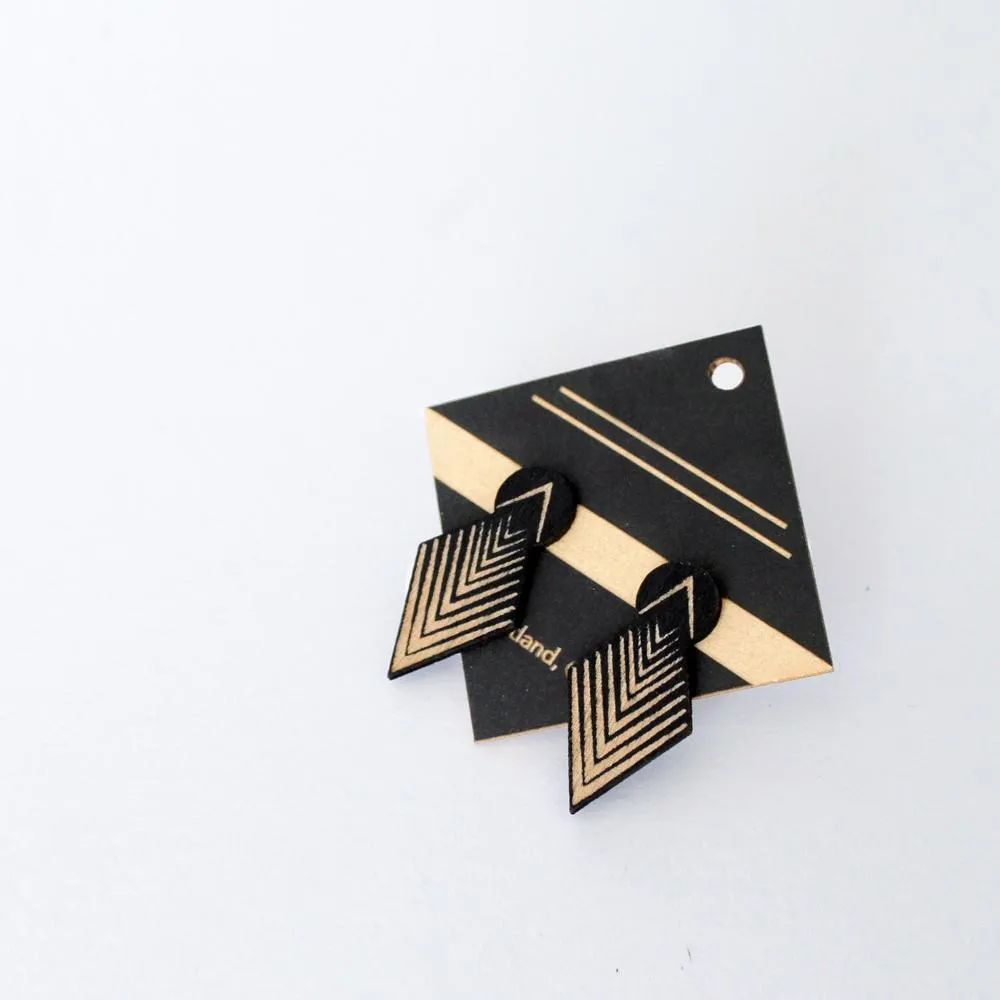 Architectural Laser Cut Birch Stud Earrings: Drop Arrow