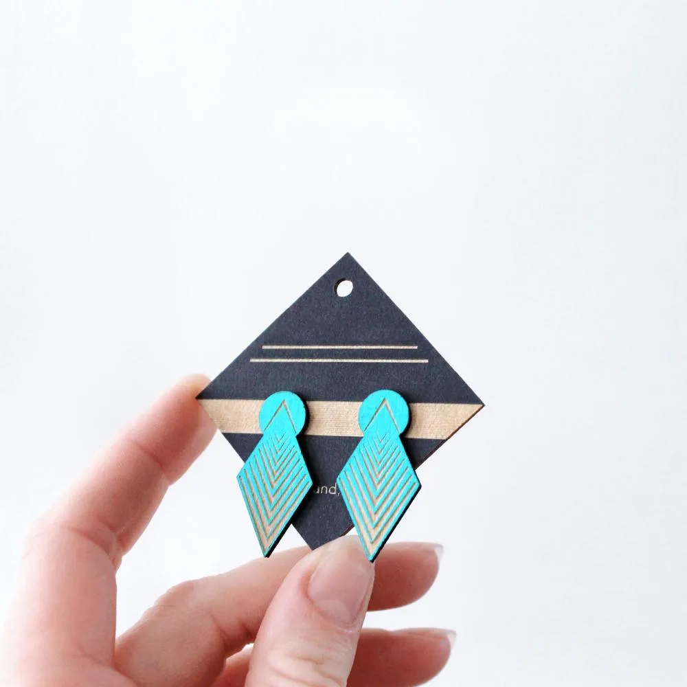 Architectural Laser Cut Birch Stud Earrings: Drop Arrow